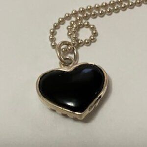 Vintage MWS Made in Italy 925 beaded Chain with Reversible Heart Pendant